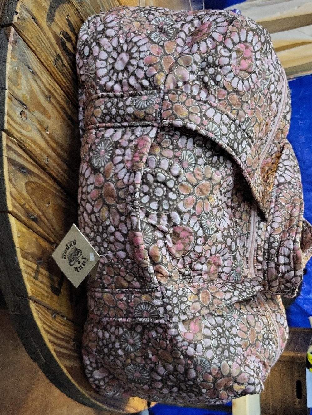 Quilted Floral Weekend Duffel Bag - Pink & Brown